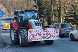 Bauern protestieren. 